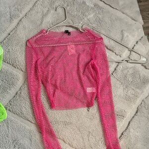Windsor Hot Pink Mesh Crop Top